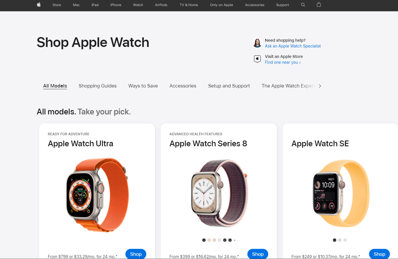 Apple Online Store Watches