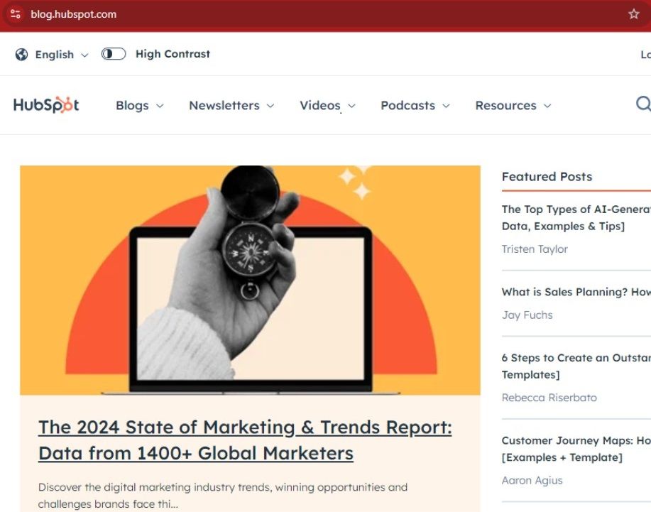 Hubspot Blog Screenshot