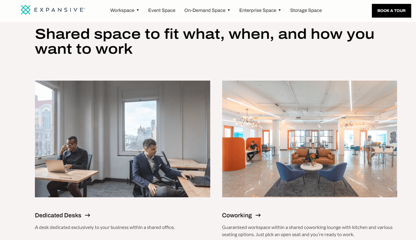 Business Workspace Website Screenshot