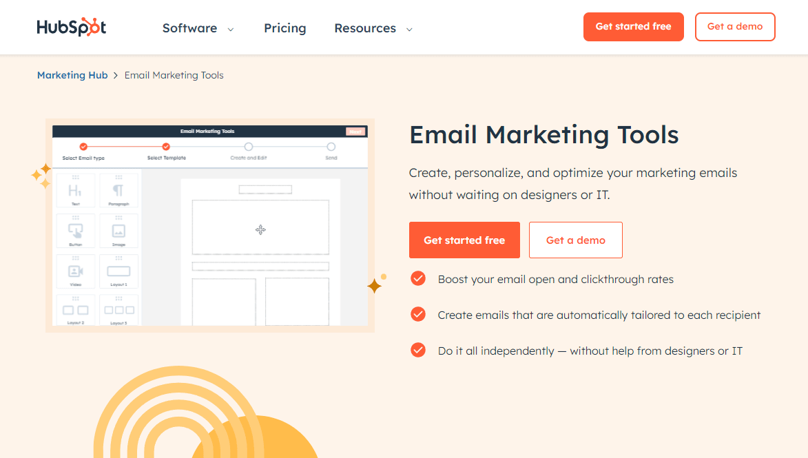 Hubspot Email Marketing Page