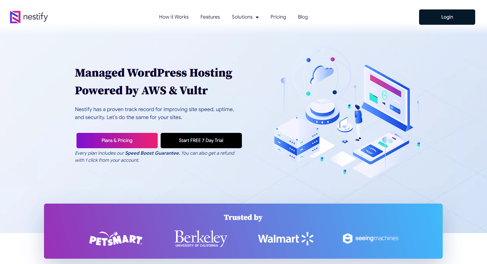 Nestify AWS Wordpress Hosting Homepage